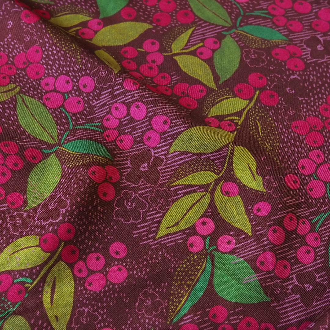 Burgundy Wild Rowan Viscose Twill Sateen Fabric - Guthrie & Ghani Exclusive