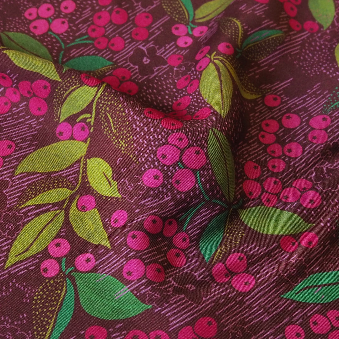 Burgundy Wild Rowan Viscose Twill Sateen Fabric - Guthrie & Ghani Exclusive