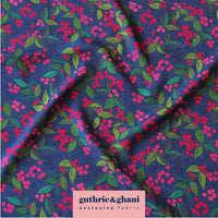 Navy Wild Rowan Viscose Jacquard Fabric - Guthrie & Ghani Exclusive