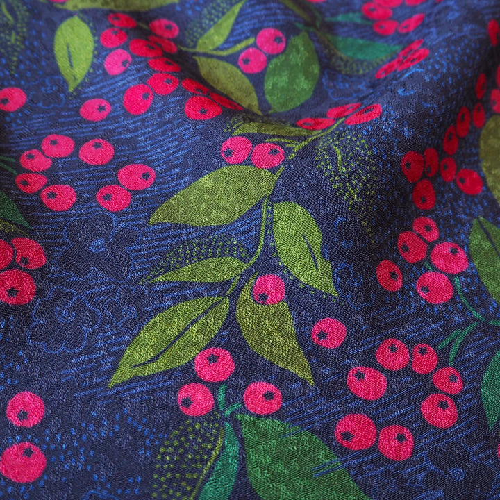 Navy Wild Rowan Viscose Jacquard Fabric - Guthrie & Ghani Exclusive