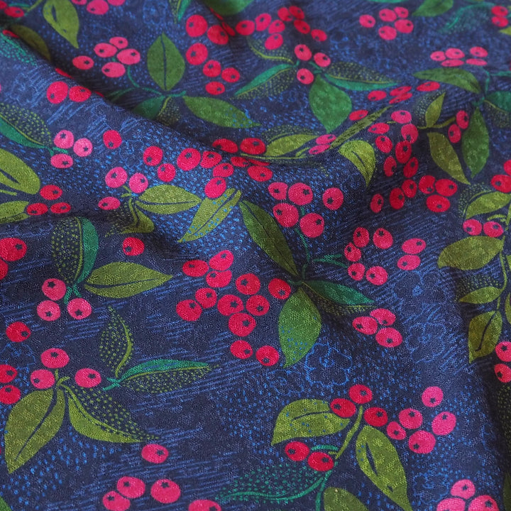 Navy Wild Rowan Viscose Jacquard Fabric - Guthrie & Ghani Exclusive