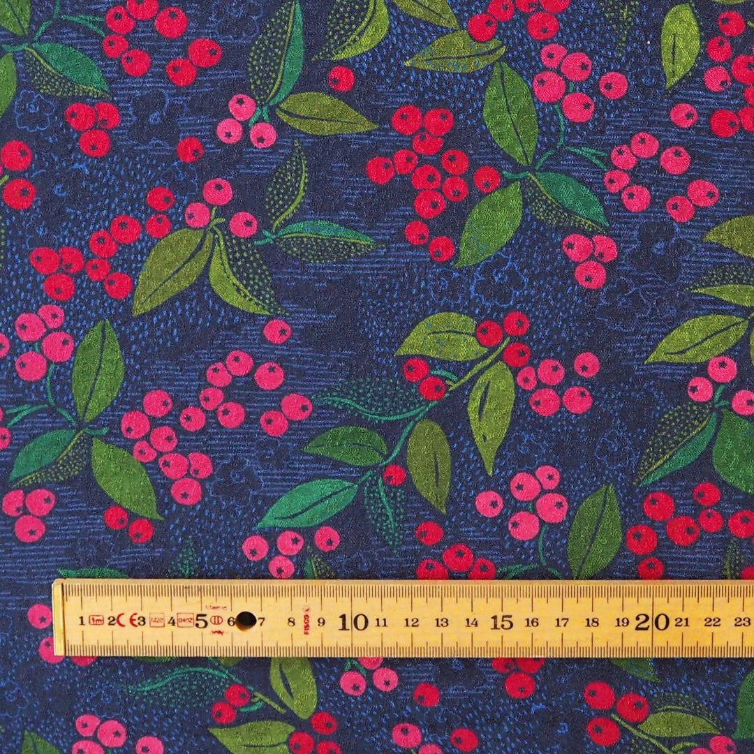 Navy Wild Rowan Viscose Jacquard Fabric - Guthrie & Ghani Exclusive