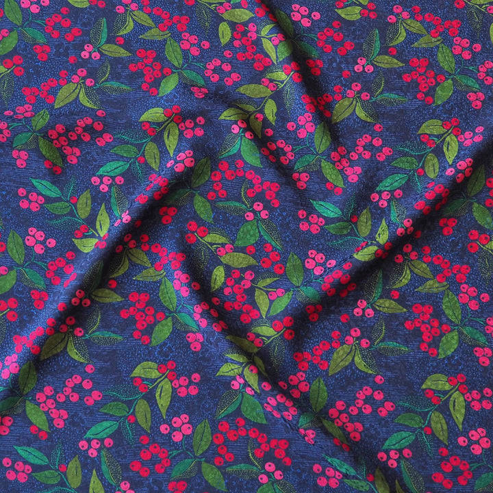 Navy Wild Rowan Viscose Jacquard Fabric - Guthrie & Ghani Exclusive