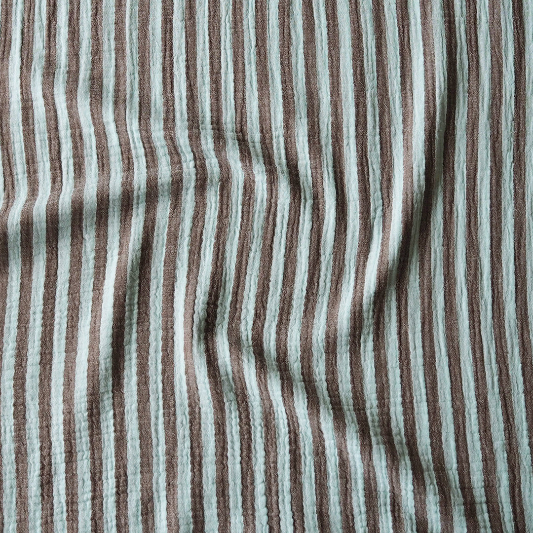 Toffee & Mint Stripe Cotton Double Gauze Fabric