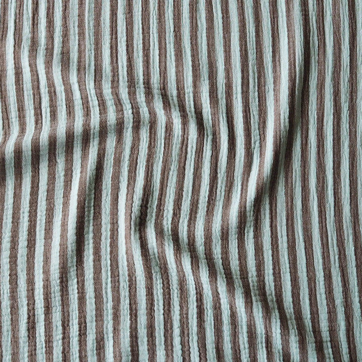 Toffee & Mint Stripe Cotton Double Gauze Fabric