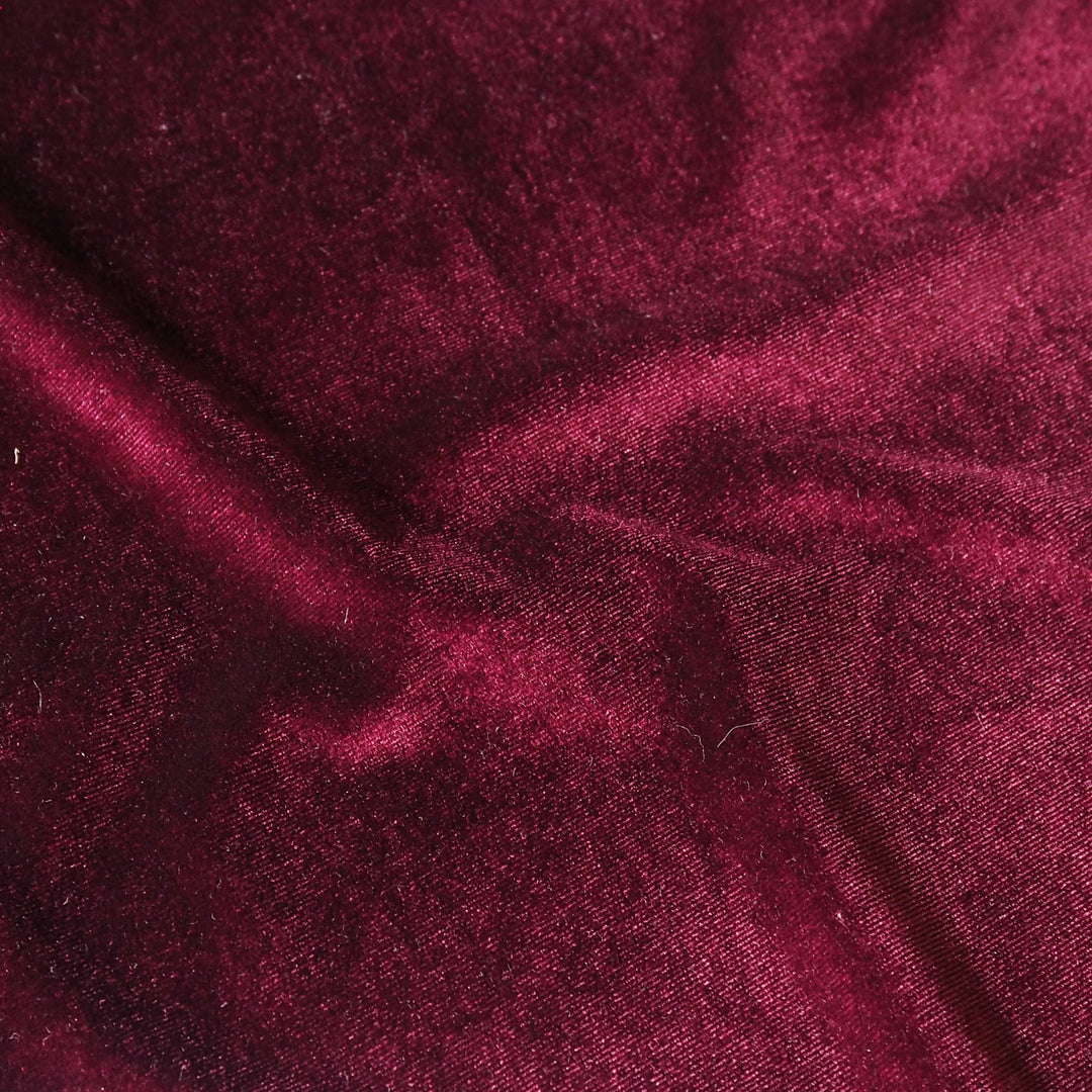 Wine Stretch Velour Fabric
