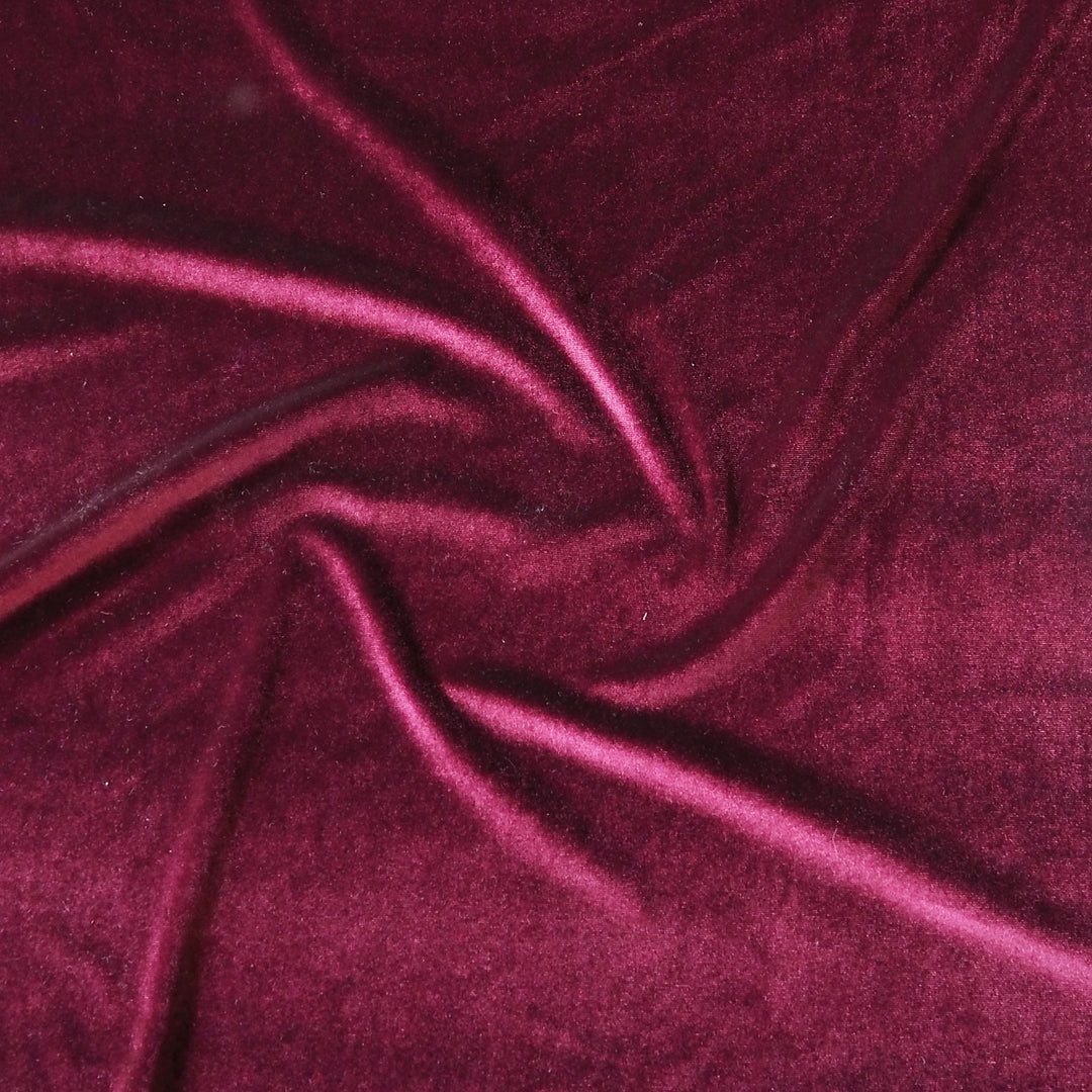 Wine Stretch Velour Fabric