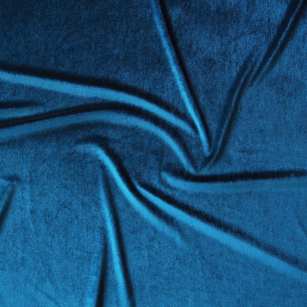 Peacock Stretch Velour Fabric