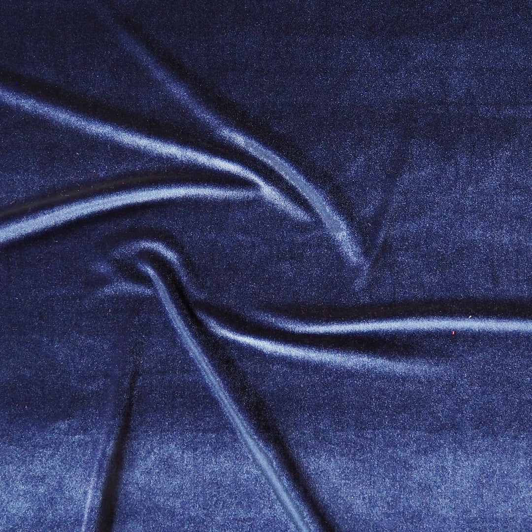 Navy Stretch Velour Fabric