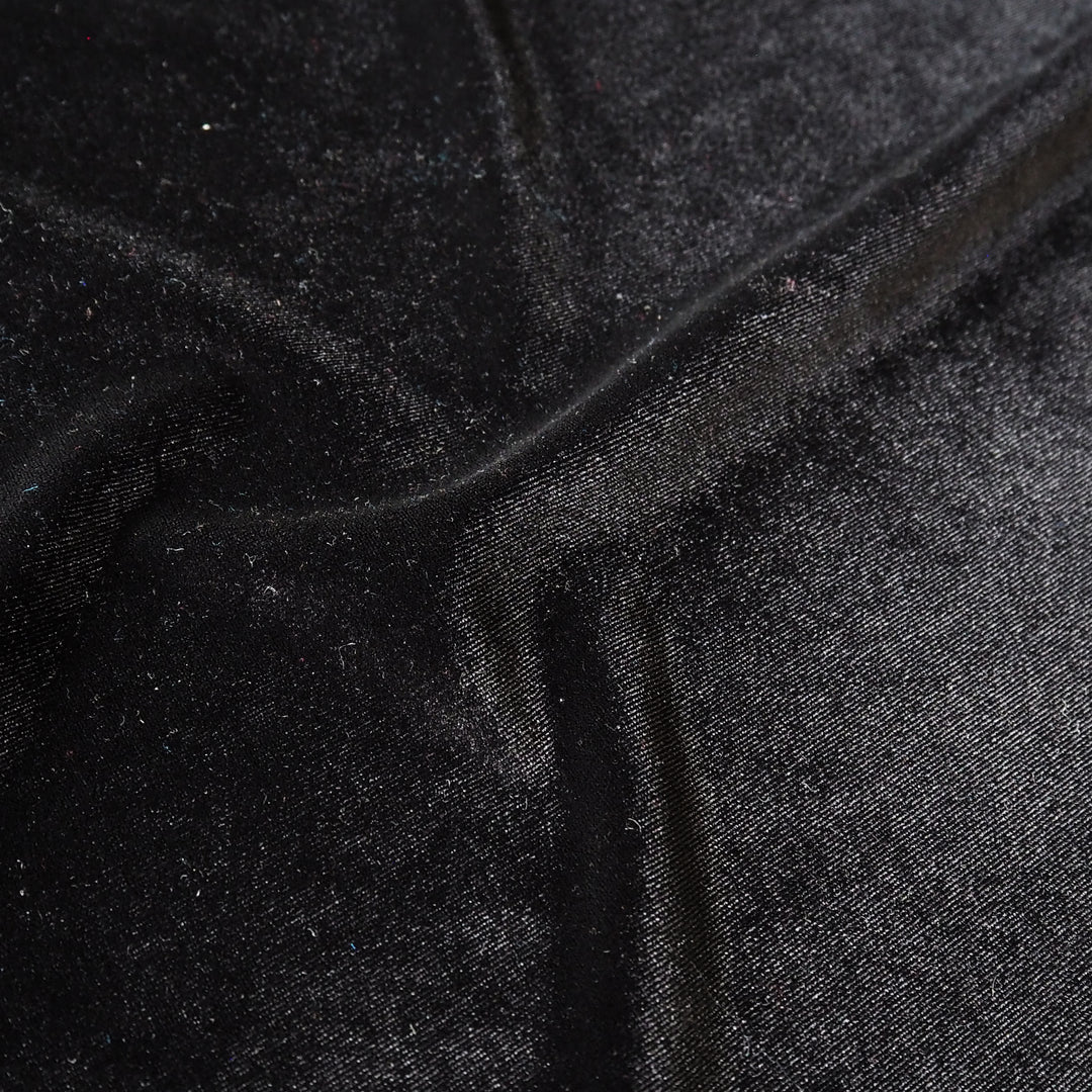 Black Stretch Velour Fabric