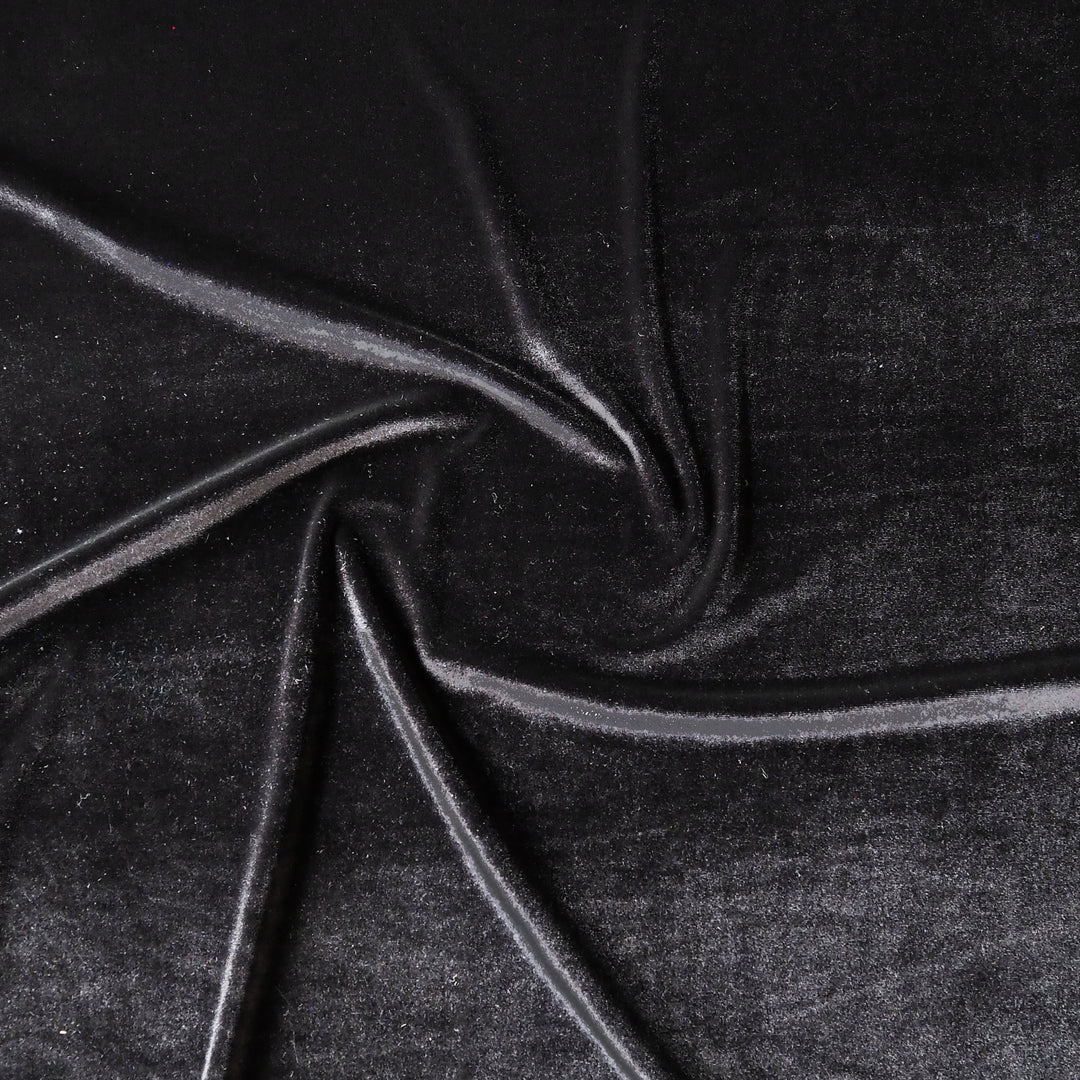 Black Stretch Velour Fabric