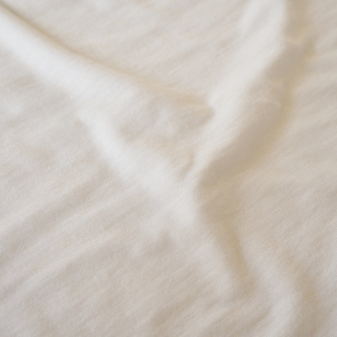 Off White Lightweight Viscose Wool Jersey Fabric