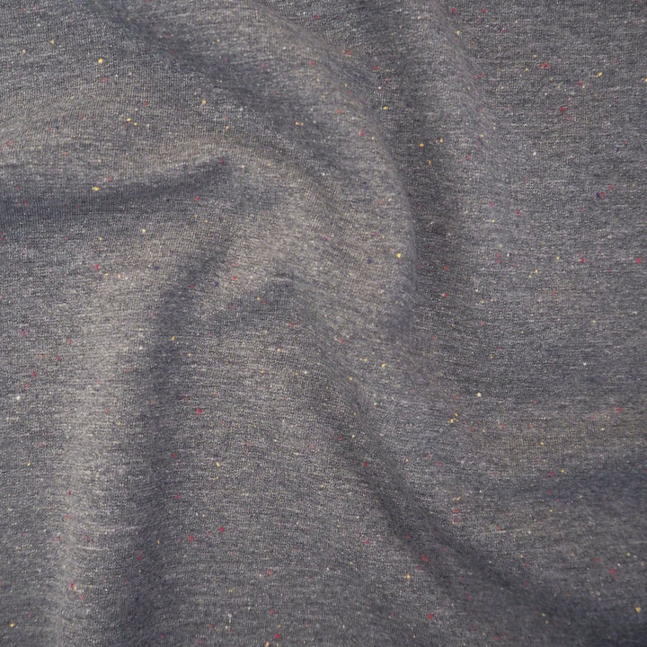 Dark grey fleeceback sweatshirt fabric with colourful flecks.