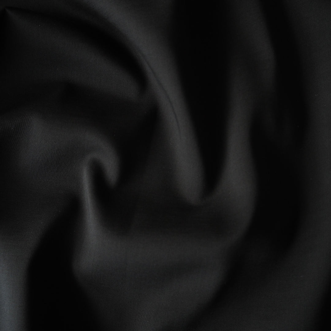 Black Cotton Voile Lining Fabric – lightweight 100% cotton ideal for garment linings and dressmaking