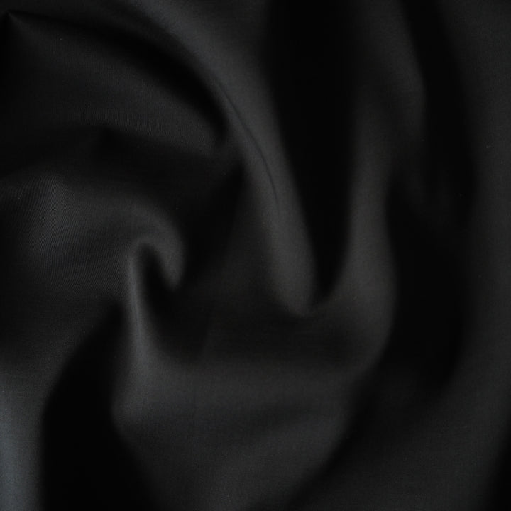 Black Cotton Voile Lining Fabric – lightweight 100% cotton ideal for garment linings and dressmaking