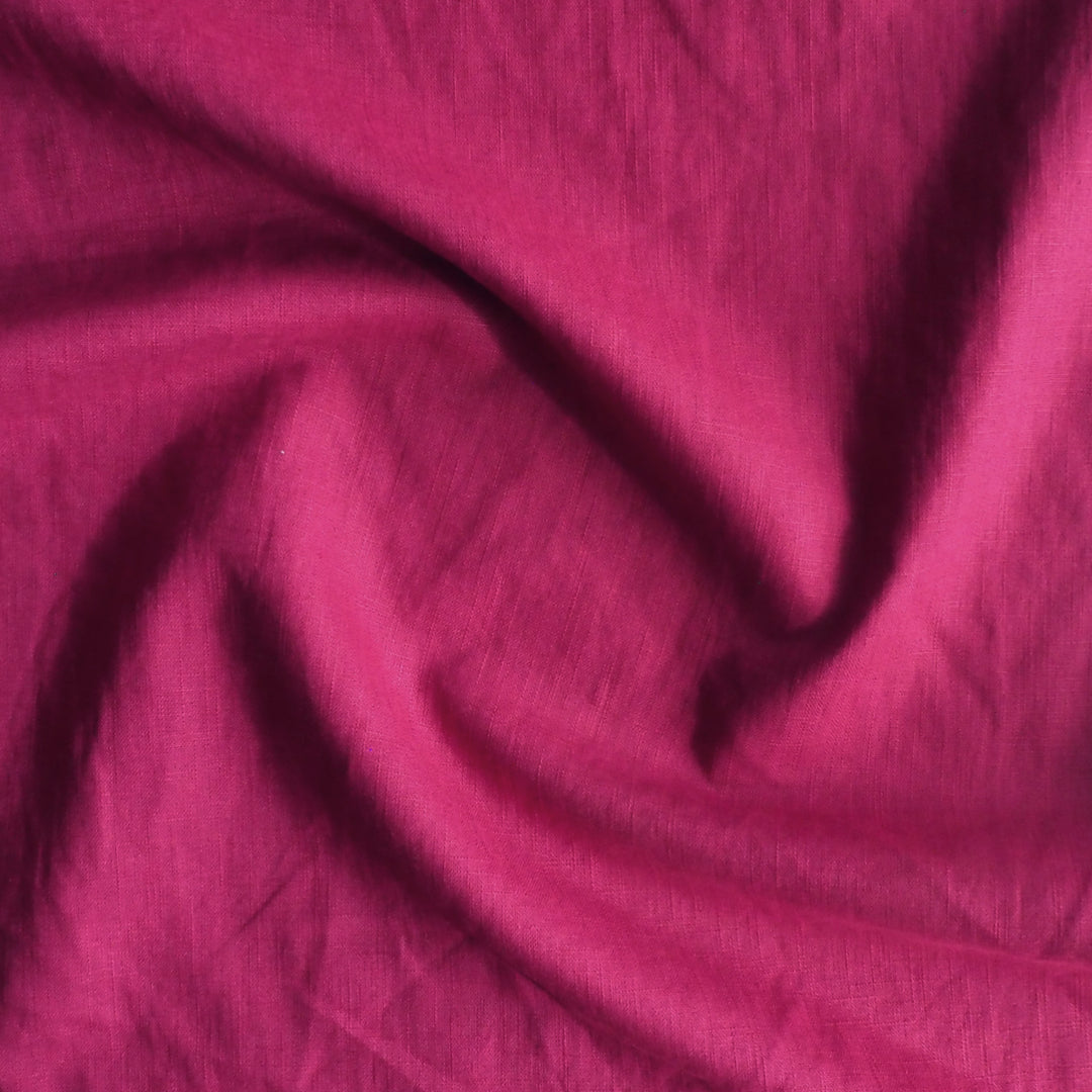 Magenta Washed Enzyme Linen Blend Fabric