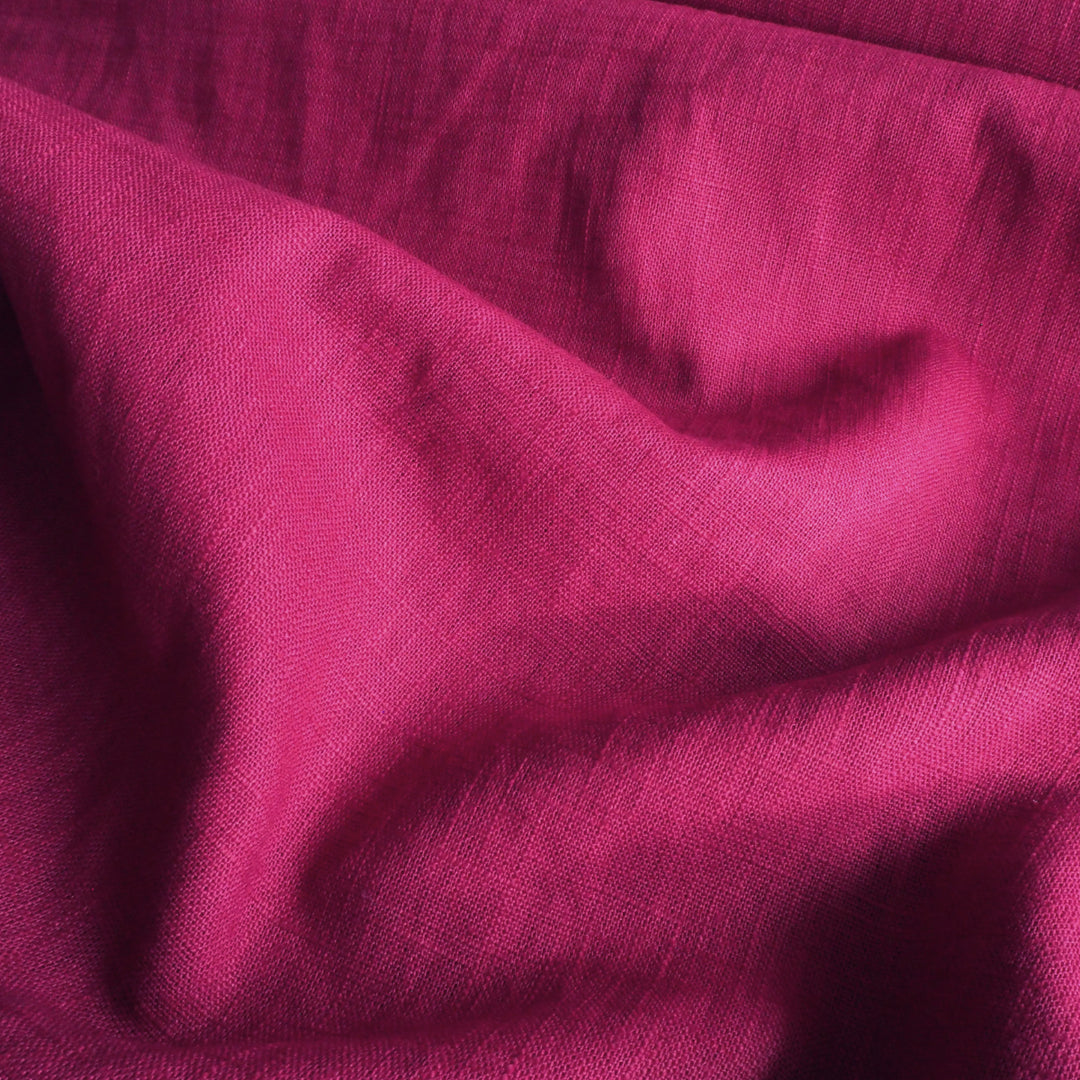 Magenta Washed Enzyme Linen Blend Fabric