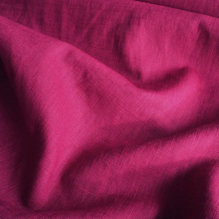 Magenta Washed Enzyme Linen Blend Fabric