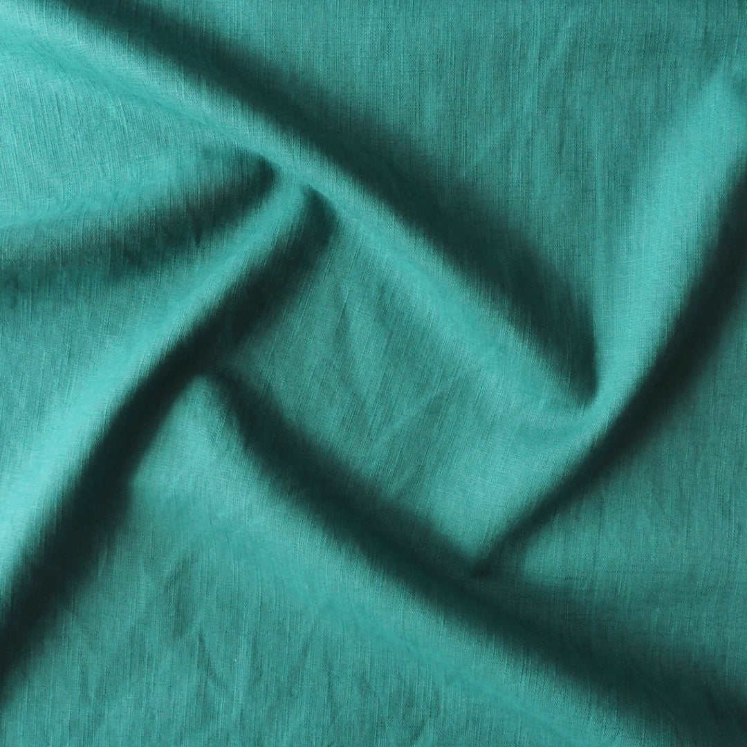 Lagoon Teal Washed Enzyme Linen Blend Fabric