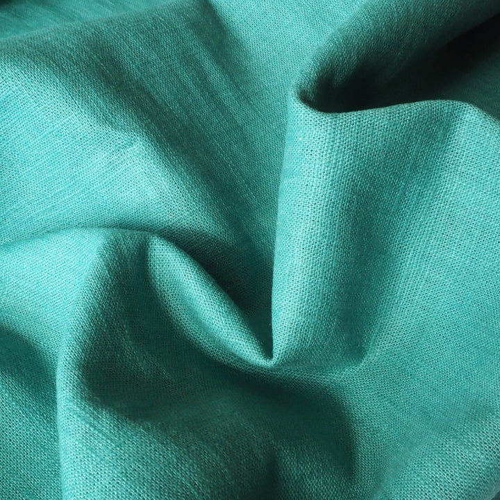 Lagoon Teal Washed Enzyme Linen Blend Fabric