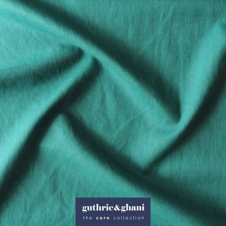 Lagoon Teal Washed Enzyme Linen Blend Fabric
