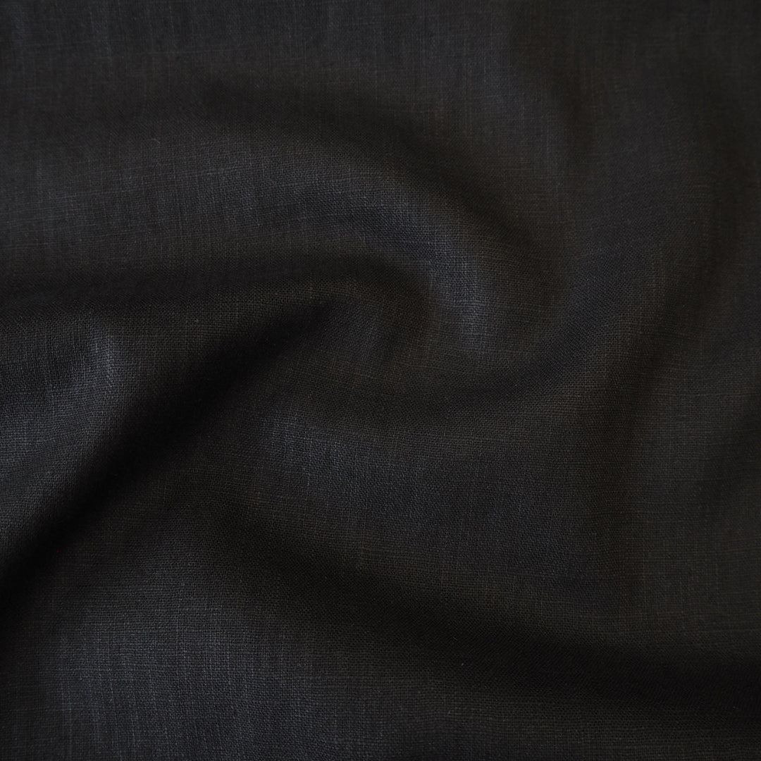 Black Washed Enzyme Linen Blend Fabric
