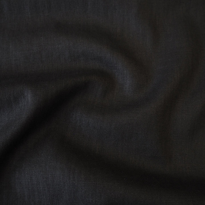 Black Washed Enzyme Linen Blend Fabric