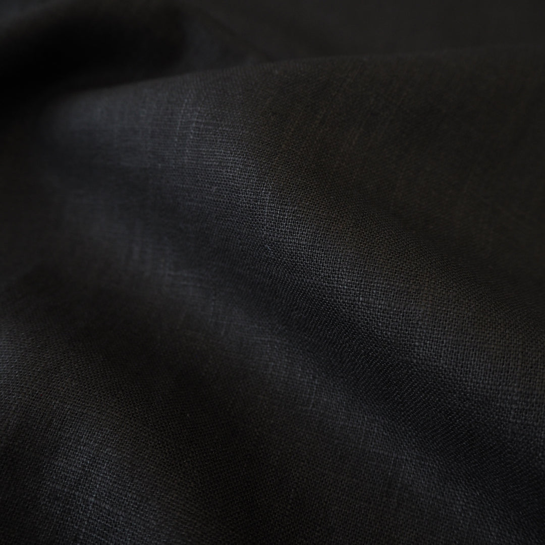 Black Washed Enzyme Linen Blend Fabric