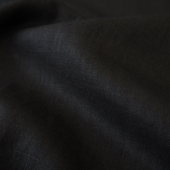 Black Washed Enzyme Linen Blend Fabric