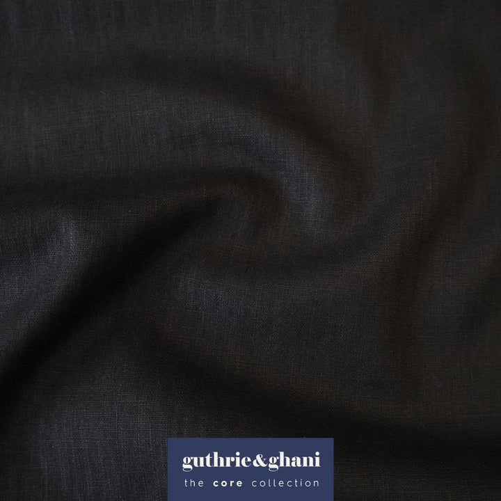 Black Washed Enzyme Linen Blend Fabric