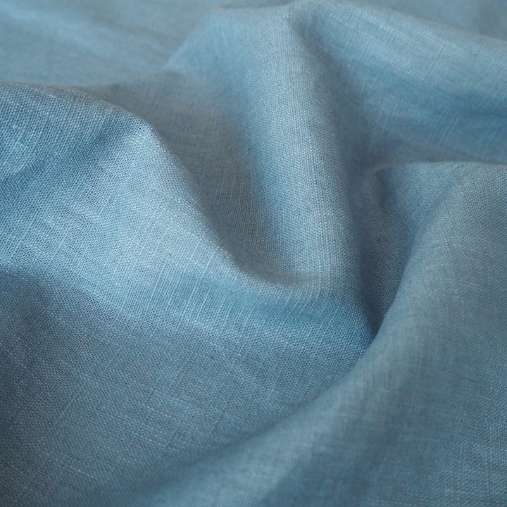 Pacific Blue Washed Enzyme Linen Blend Fabric