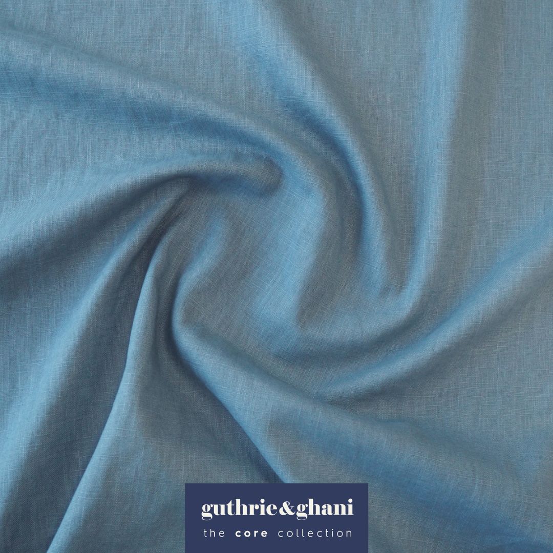 Pacific Blue Washed Enzyme Linen Blend Fabric