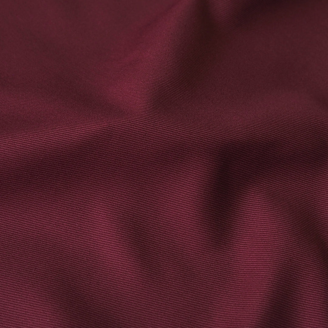 Sevenberry bordeaux red cotton twill drill fabric, perfect for dressmaking and other sewing projects.