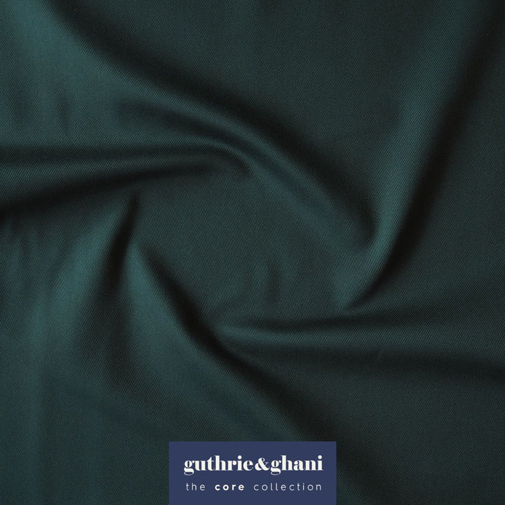 Dark green fabric with Guthrie & Ghani branding