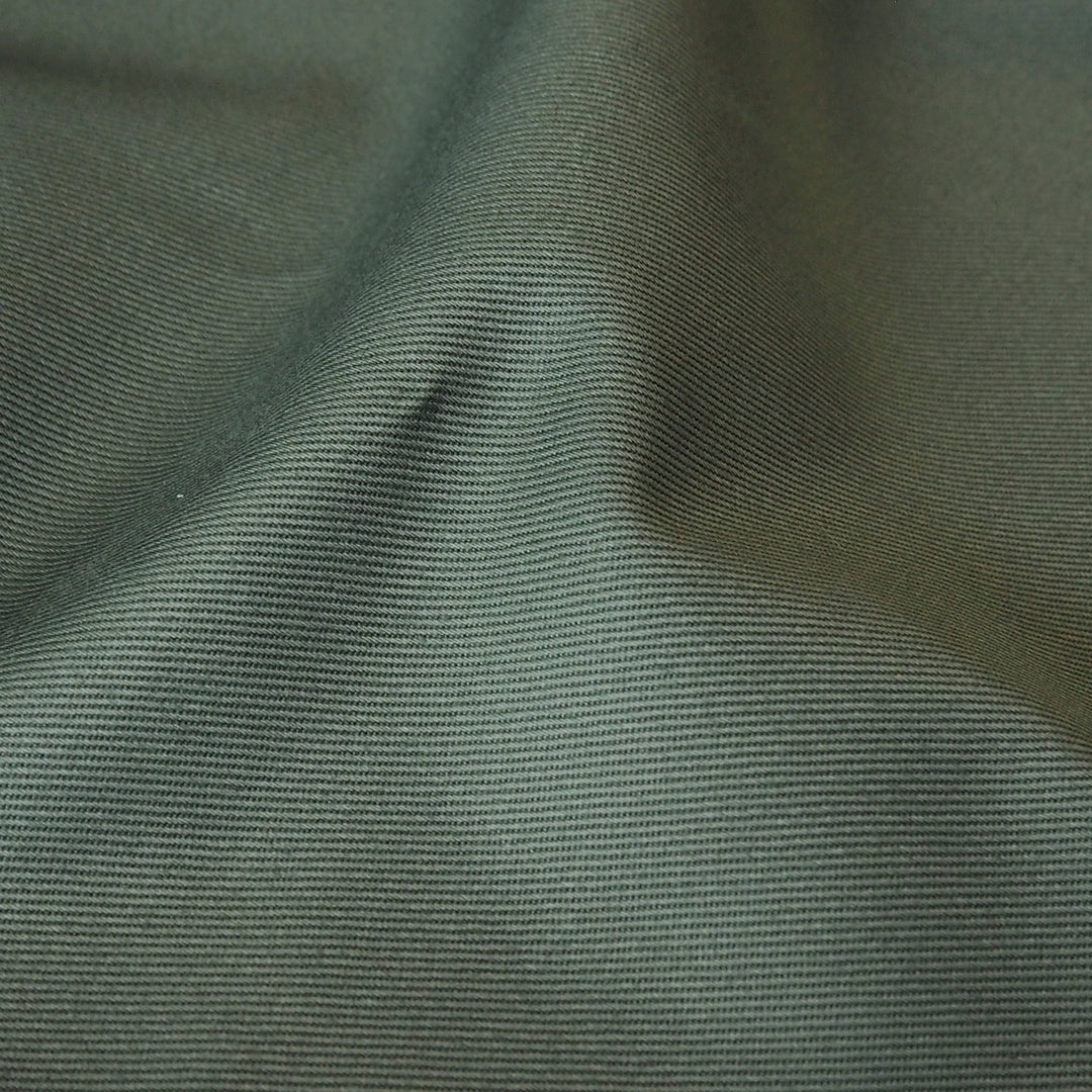 Sevenberry sage green cotton twill drill fabric, perfect for dressmaking and other sewing projects.
