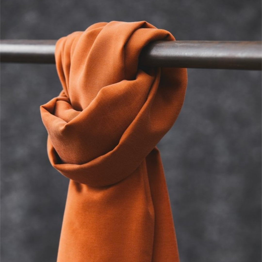 Rust Meet Milk Smooth Drape Tencel Twill Fabric – warm rust twill for dressmaking