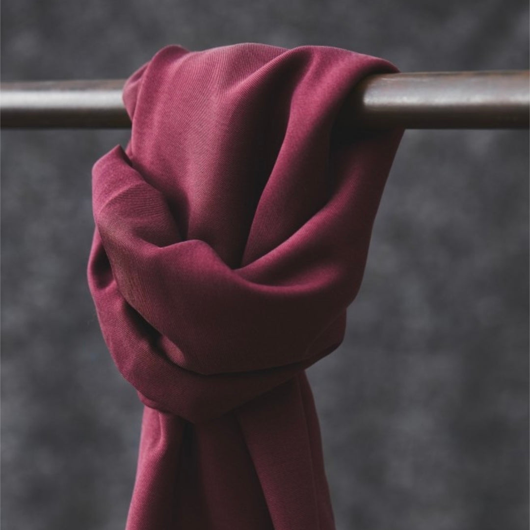 Maroon Meet Milk Smooth Drape Tencel Twill Fabric – purple red Tencel twill for dressmaking