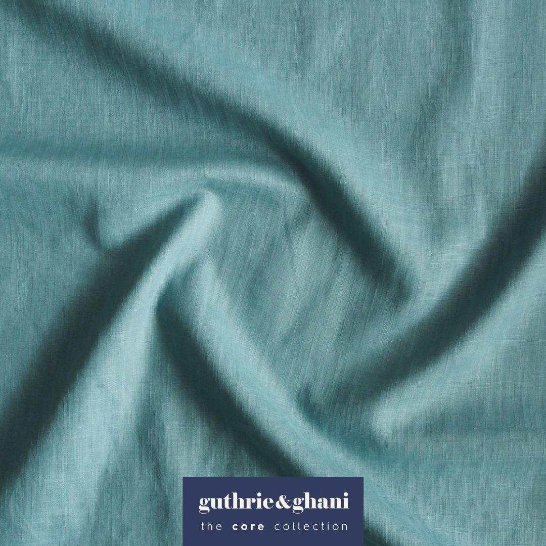 Soft Turquoise Washed Enzyme Linen Blend Fabric