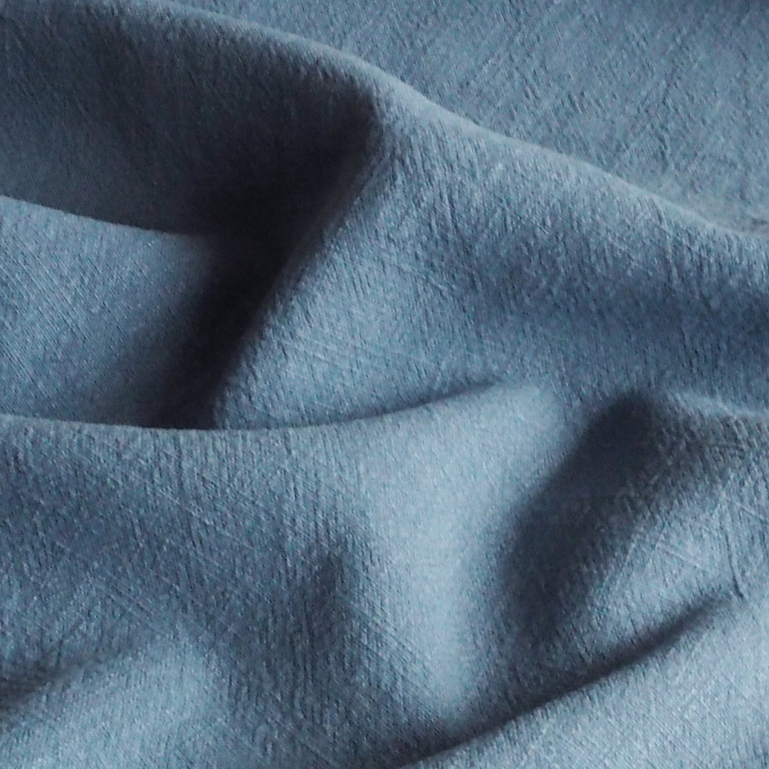 Muted Cornflower Textured Ramie Linen Blend Fabric – soft blue linen cotton blend