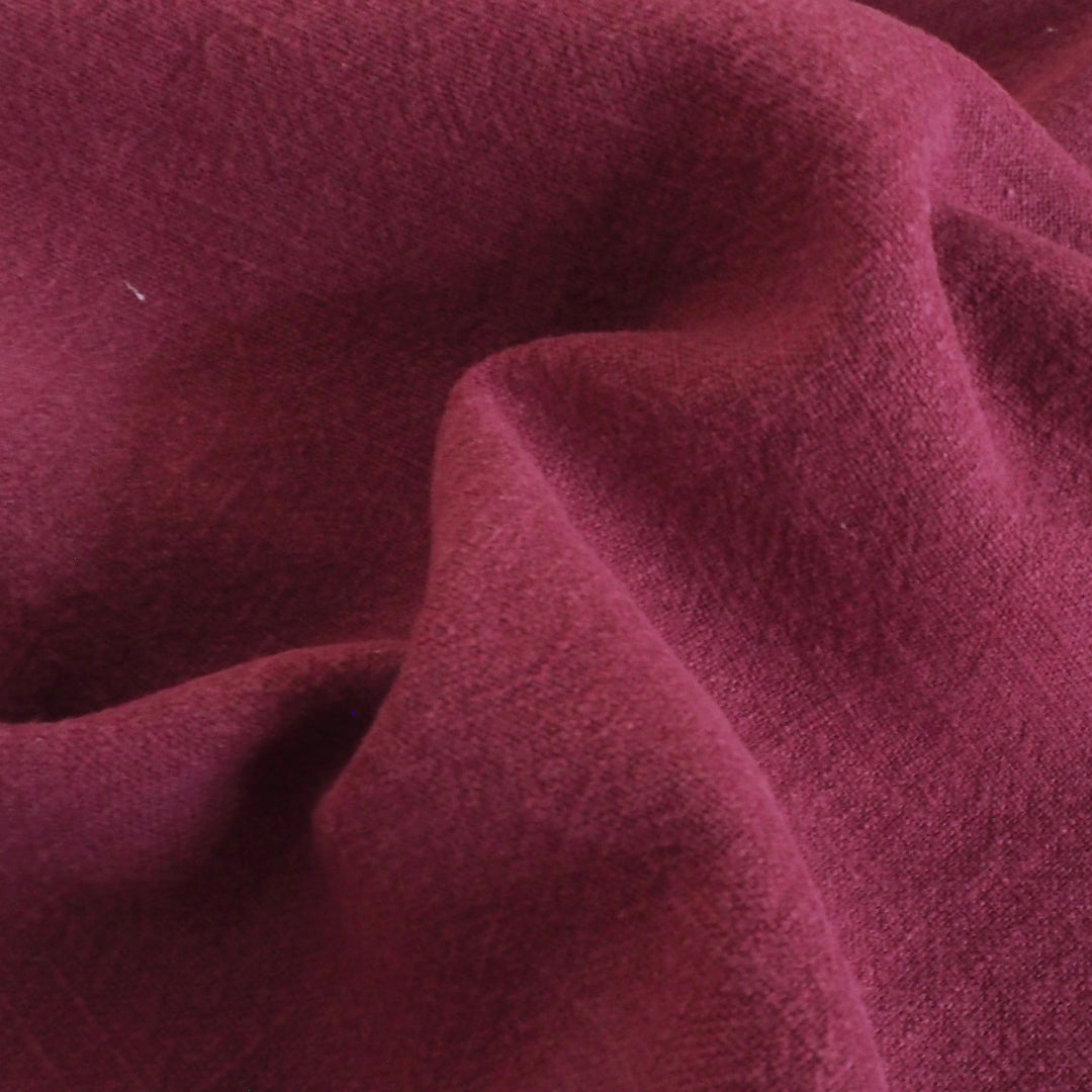 Raspberry Textured Ramie Linen Blend Fabric – vibrant medium-weight linen cotton for dressmaking