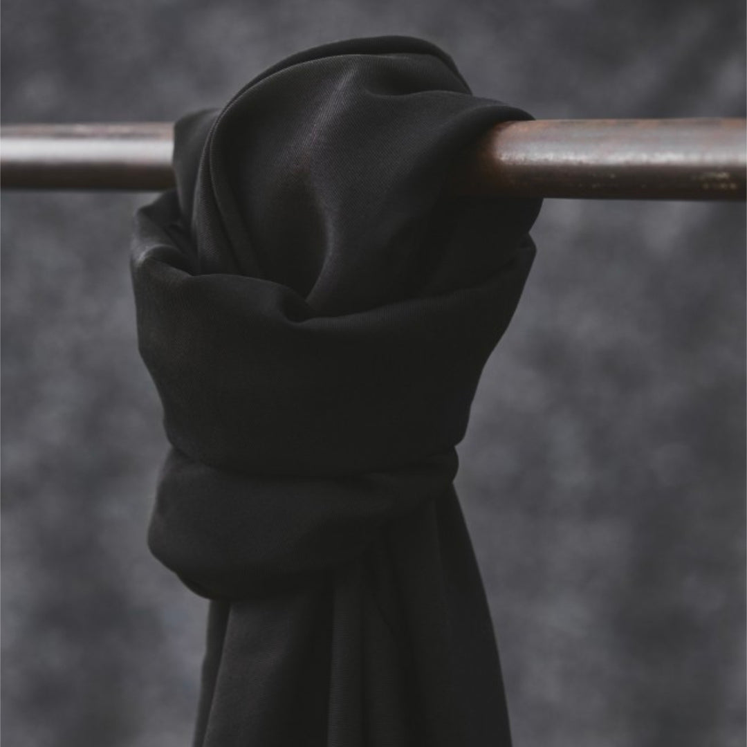 Black Meet Milk Smooth Drape Tencel Twill Fabric – black Tencel twill for dressmaking