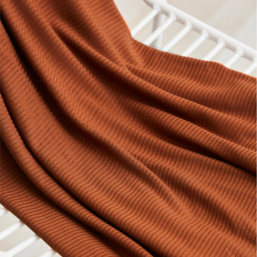 Pecan Meet Milk Derby Ribbed Tencel Jersey Fabric – Guthrie Ghani