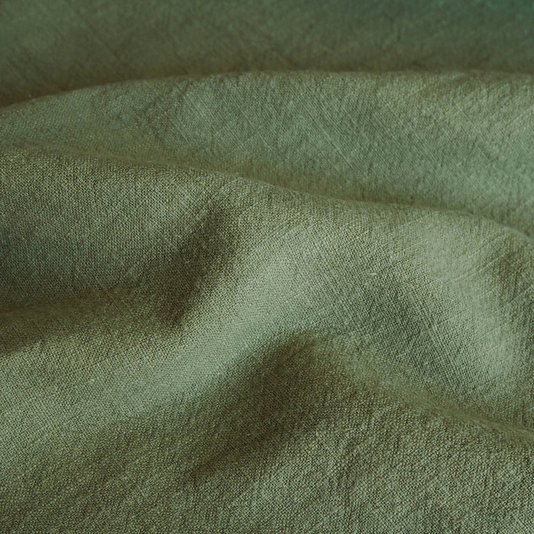 Pear Green Textured Ramie Linen Blend Fabric – bright green linen cotton for dressmaking