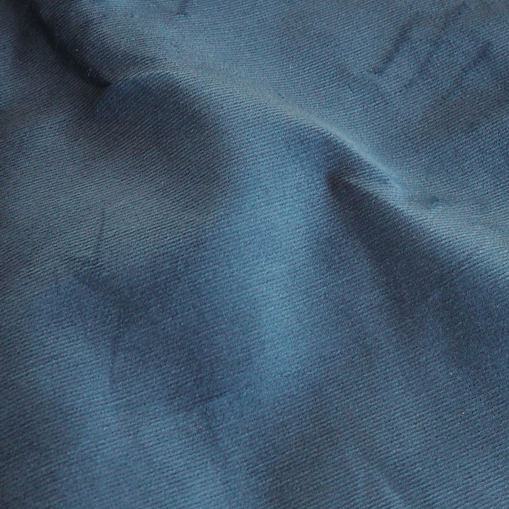 Pacific blue stretch cotton needlecord fabric, fine 21 wale cord.