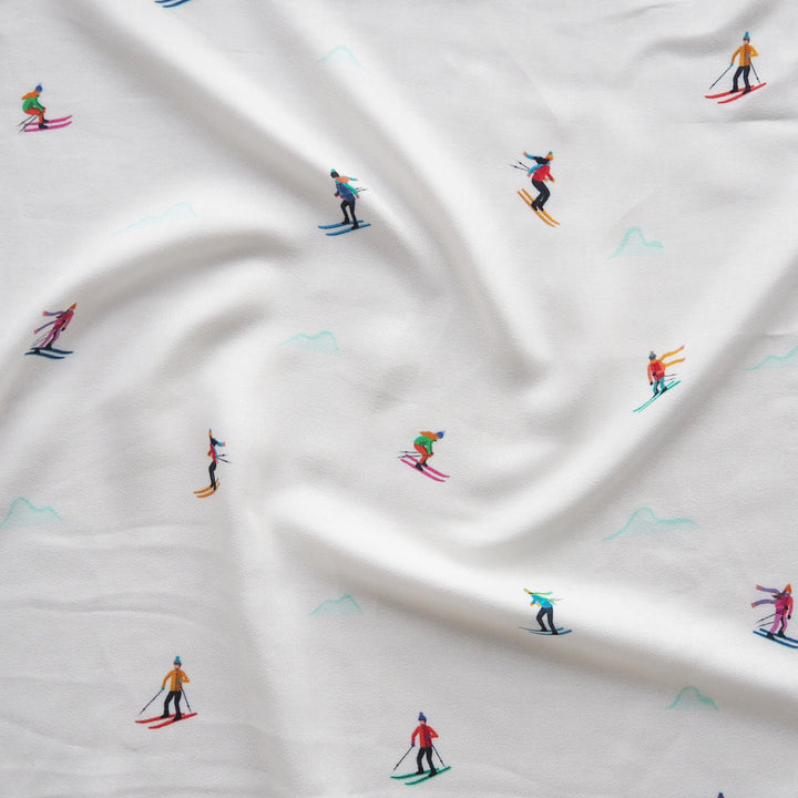 Snow White Bauhaus Slopes by Rachel Parker Viscose Crepe Fabric – Guthrie & Ghani Exclusive