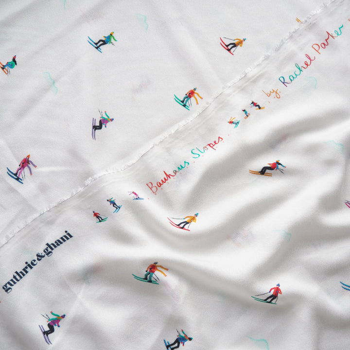 Snow White Bauhaus Slopes by Rachel Parker Viscose Crepe Fabric – Guthrie & Ghani Exclusive