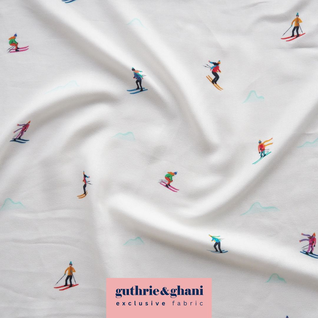 Snow White Bauhaus Slopes by Rachel Parker Viscose Crepe Fabric – Guthrie & Ghani Exclusive
