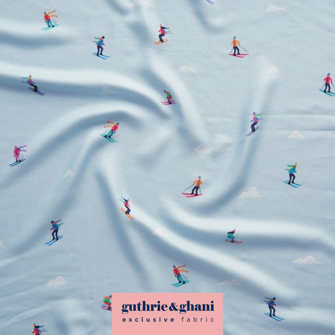 Ice Blue Bauhaus Slopes by Rachel Parker Viscose Crepe Fabric – Guthrie & Ghani Exclusive