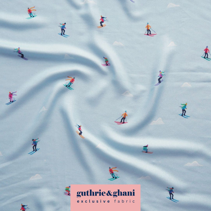 Ice Blue Bauhaus Slopes by Rachel Parker Viscose Crepe Fabric – Guthrie & Ghani Exclusive