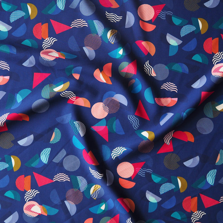Navy Bauhaus Segments by Rachel Parker Viscose Poplin Fabric – Guthrie & Ghani Exclusive